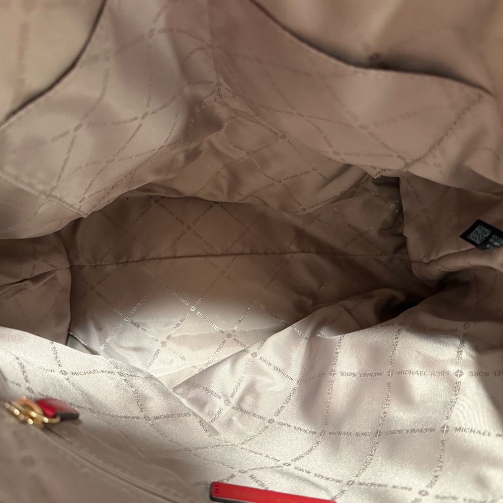 Michael Kors Red and Brown Tote Bag with Monogram Print - Picture 3 of 3